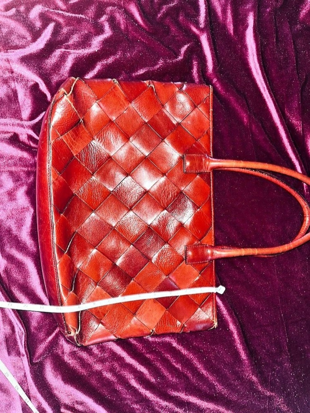 Wilsons Italian Leather Red Woven Purse - Picture 5 of 8